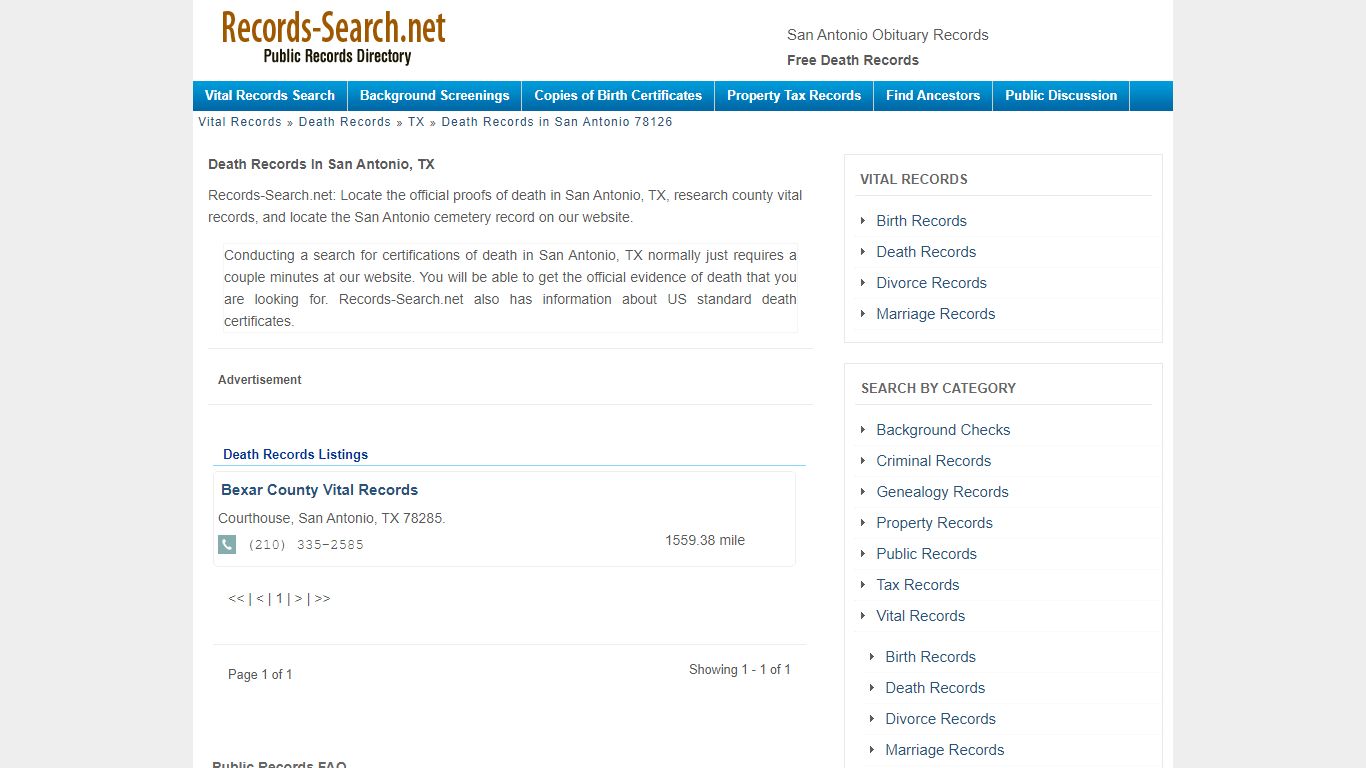 San Antonio Obituary Records - Free Death Records