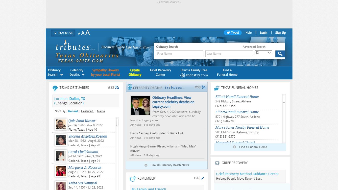 Texas Obituaries - Latest Obituaries in San Antonio Texas